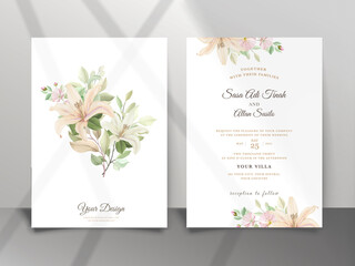beautiful lily flower wedding invitation card