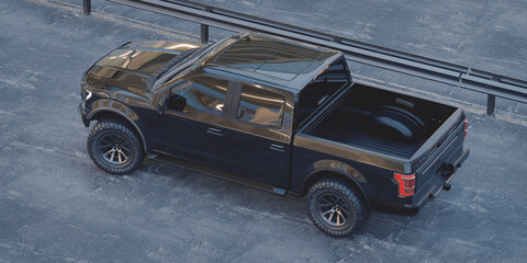 3D rendering of a brand-less generic pickup truck in studio environment	
 - obrazy, fototapety, plakaty