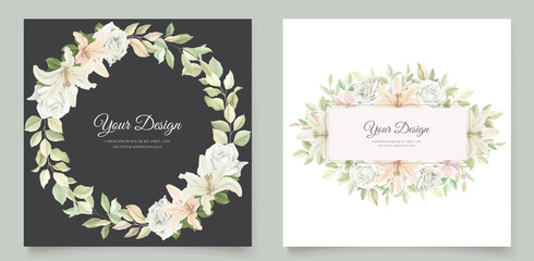 beautiful lily flower wedding invitation card