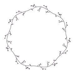 手書きイラストのフラワーリース