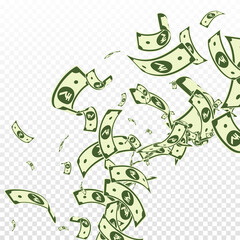 Indian rupee notes falling. Messy INR bills on tra