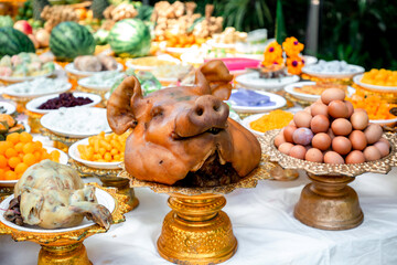 Divine offerings in Hinduism. Offer the sacrifices such food, tea and spirit to the ancestors....