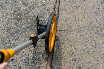Distance measuring wheel device. Rolling distance measurement tool. Construction measuring tool....