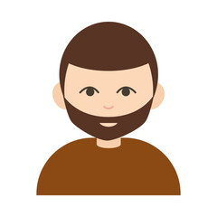 young bearded guy portrait cartoon flat icon