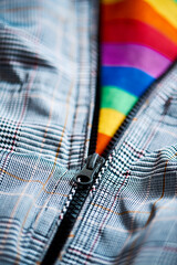 gay pride flag coming out from a jacket