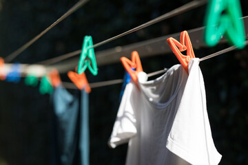 Washing outdoors on a sunny bright day