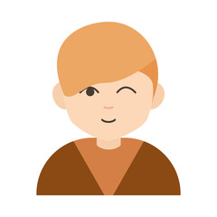 cute boy wink expression cartoon character flat icon