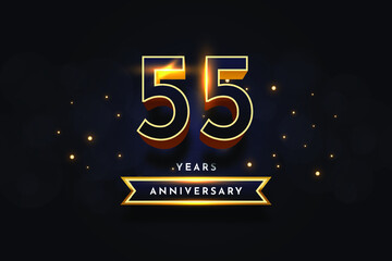 55 Years Anniversary Celebration 3d gold template design