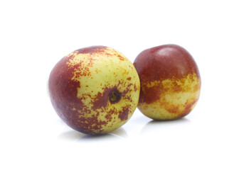 Jujube fruits close up on white
