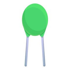 Green capacitor icon. Cartoon of green capacitor vector icon for web design isolated on white background