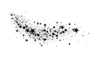Stars on a white background. Black star shooting with an elegant star.Meteoroid, comet, asteroid, stars.