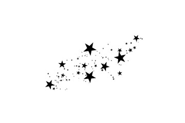 Stars on a white background. Black star shooting with an elegant star.Meteoroid, comet, asteroid, stars.