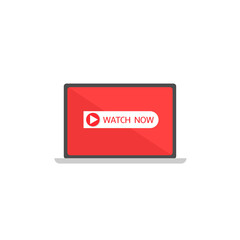Watch Now Video Play Massage Banner Sign On The Monitor. Vector Design.