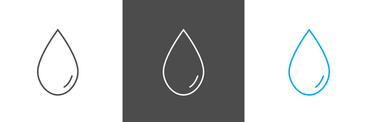 Water black, white and blue drops outline vector icon. Flat vector simple element illustration from editable farming concept
