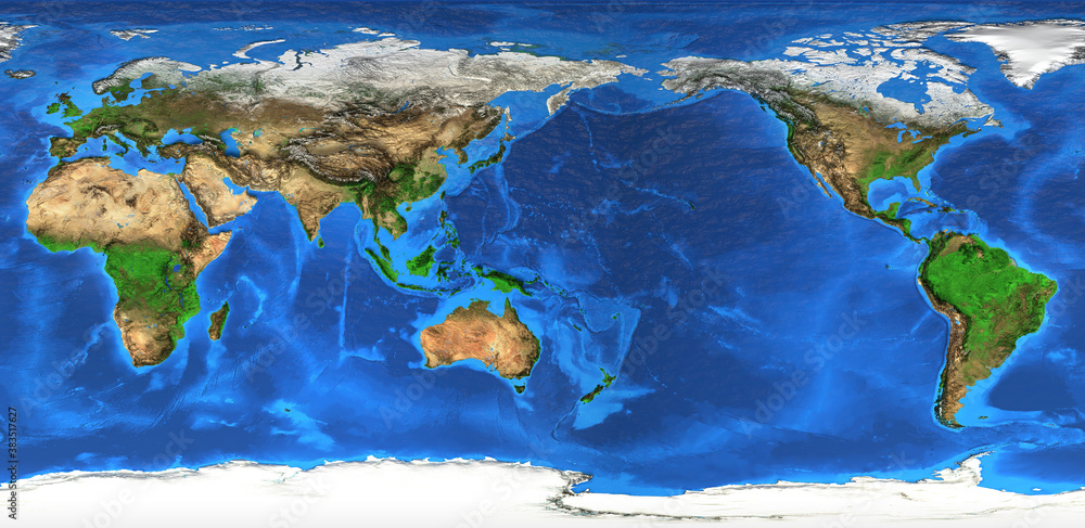 Canvas Prints detailed flat view of the planet earth and its landforms. alternative view of world map. planisphere