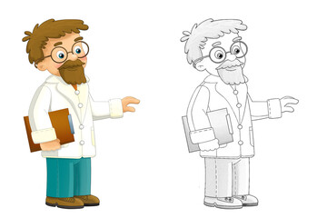 Cartoon nurse or doctor on white background - illustration for the children