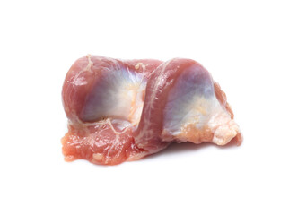 Raw Chicken gizzards on white background
