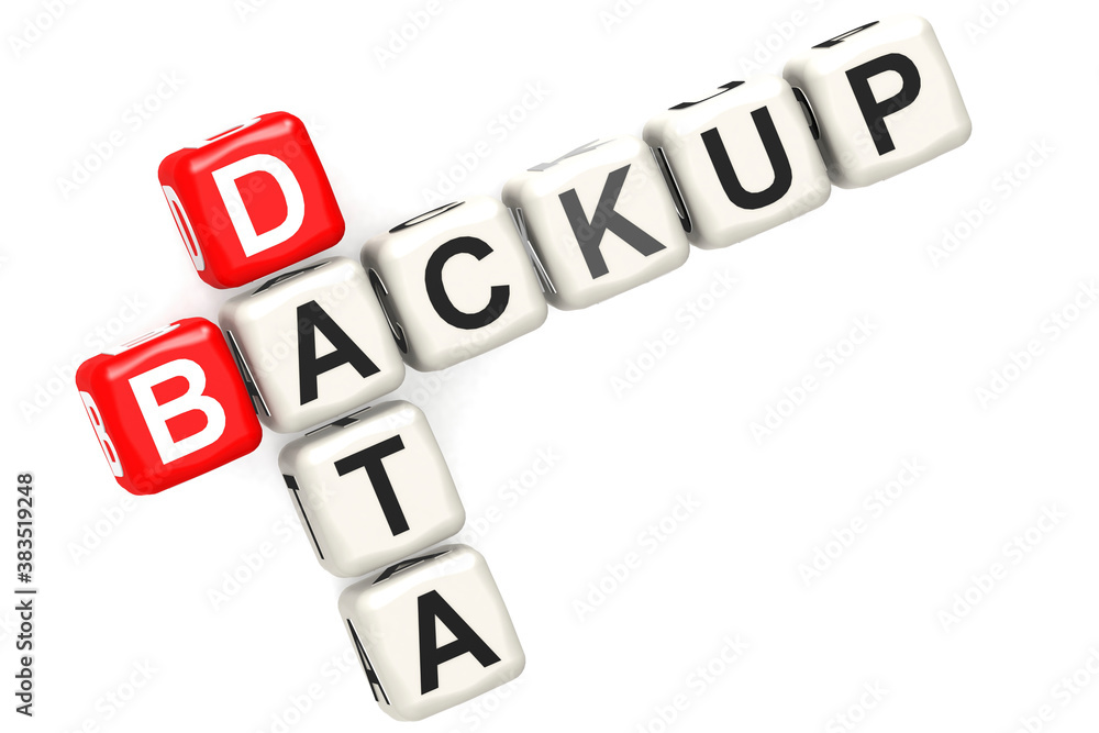 Poster backup data word with red and white block