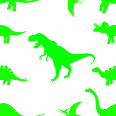 dinosaur silhouette, seamless pattern, vector illustration