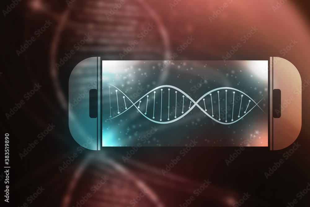 Poster 2d render of dna structure, abstract background