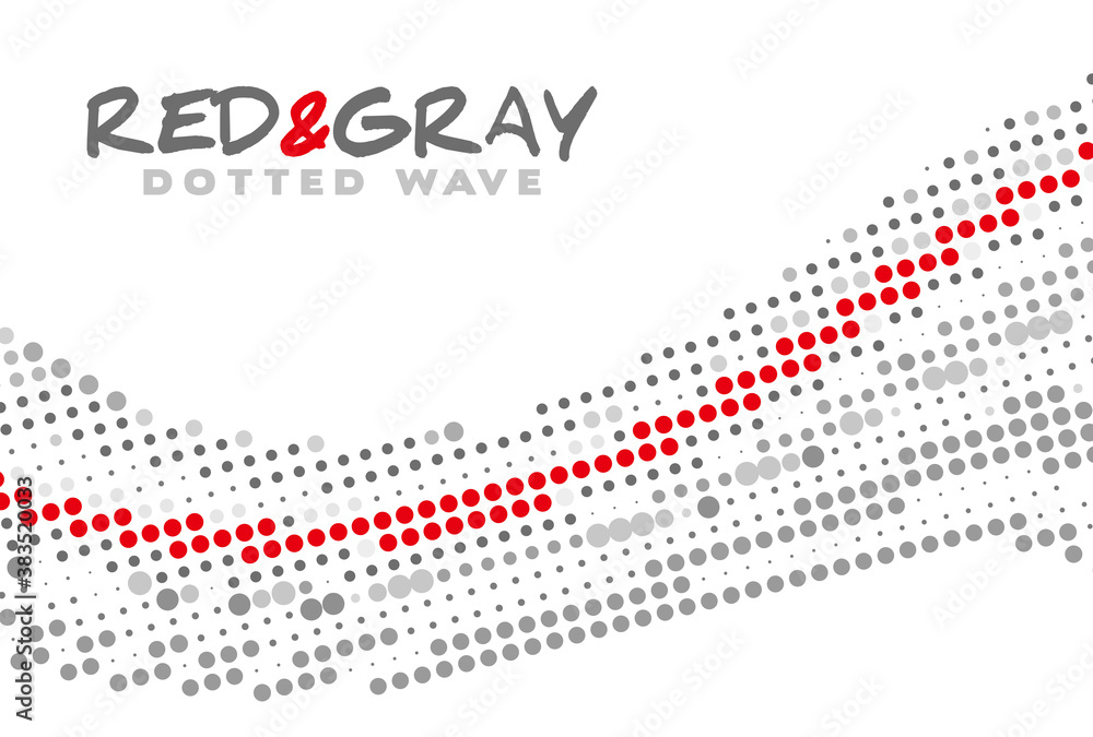 Aufkleber red and gray dotted wave. vector graphics