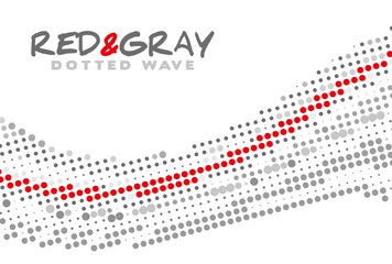 Red and gray dotted wave. Vector graphics