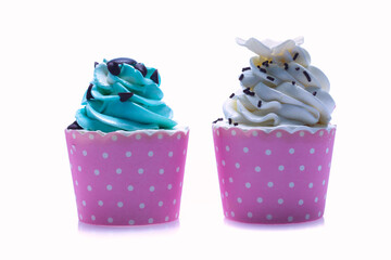 colorful cupcakes isolated on a white background