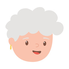 elderly woman with earring cartoon isolated design white background