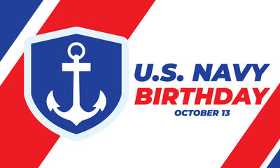 The United States Navy birthday on October 13th, officially recognized date of U.S. Navy’s birth. Background, poster, greeting card, banner design. 