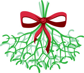 Weihnachtlicher Mistelzweig mit roter Schleife