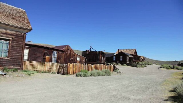 house with courtyard of Mr James Stuart Cain, principal property owner of town in the 1800s. Bodie state historic park, California Ghost Town. In the United States of America, close to Yosemite Valley