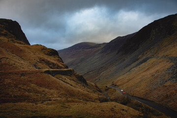sunset in the mountains, cloudy sky, Lake district national park