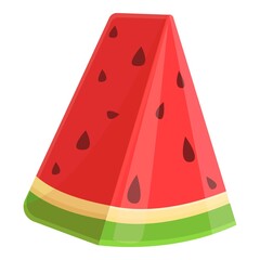 Summer party watermelon piece icon. Cartoon of summer party watermelon piece vector icon for web design isolated on white background