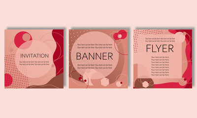 set of abstract vector backgrounds for printing, printed materials: postcards, invitations to events, advertisements, notebook covers. Backdrops with trendy Nude beige colors.