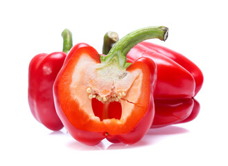Red sweet pepper isolated on a white background