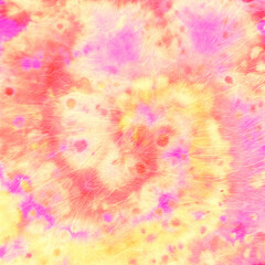 Abstract Dye. Hippie Circular Design. Yellow 