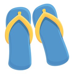 Summer beach slippers icon. Cartoon of summer beach slippers vector icon for web design isolated on white background