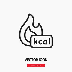 kcal icon vector. Linear style sign for mobile concept and web design. kcal symbol illustration. Pixel vector graphics - Vector.	