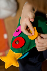 Christmas tree pillow toy handmade from felt