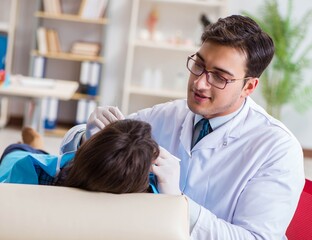 Patient visiting dentist for regular check-up and filling