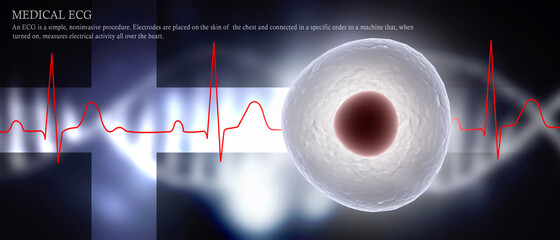 Cell. 3D rendering. Cells under microscope © meenkulathiamma