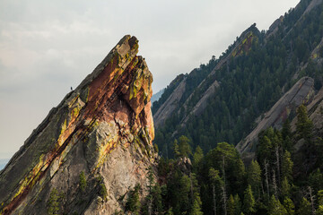 Climber on East Face of Third Flatiron above Boulder, Colorado