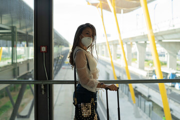 tourist at the airport waiting to board