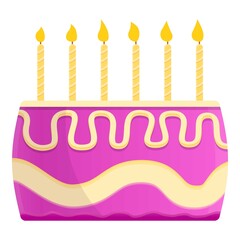 Girl birthday cake icon. Cartoon of girl birthday cake vector icon for web design isolated on white background