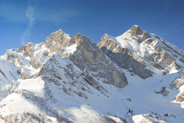 swiss mountains in winter