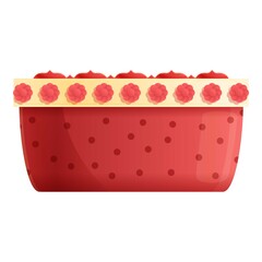 Rose cream cake icon. Cartoon of rose cream cake vector icon for web design isolated on white background