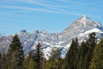 snow covered mountains