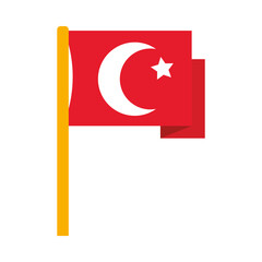 icon of turkish flag, flat style