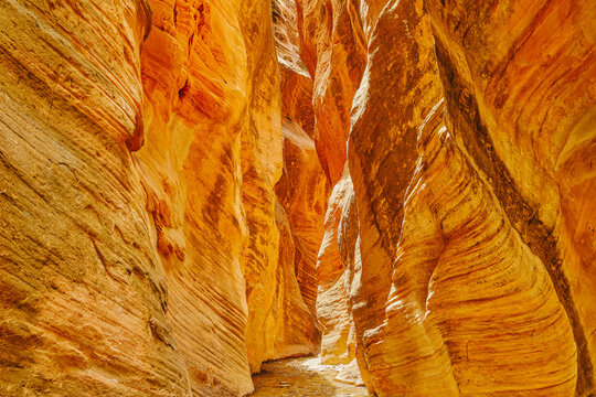 Landscape detail of slot canyons in Kanarra Falls, Utah.