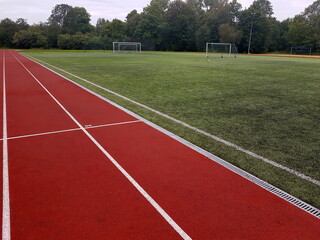 sports stadium in a small town. Outdoor football stadium in small town